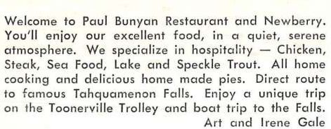 Paul Bunyan Restaurant - Vintage Postcard
